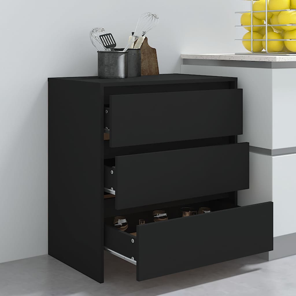 Dressoir 70x41x75 cm bewerkt hout zwart is nu te koop bij PeponiXL, paradijselijk wonen!