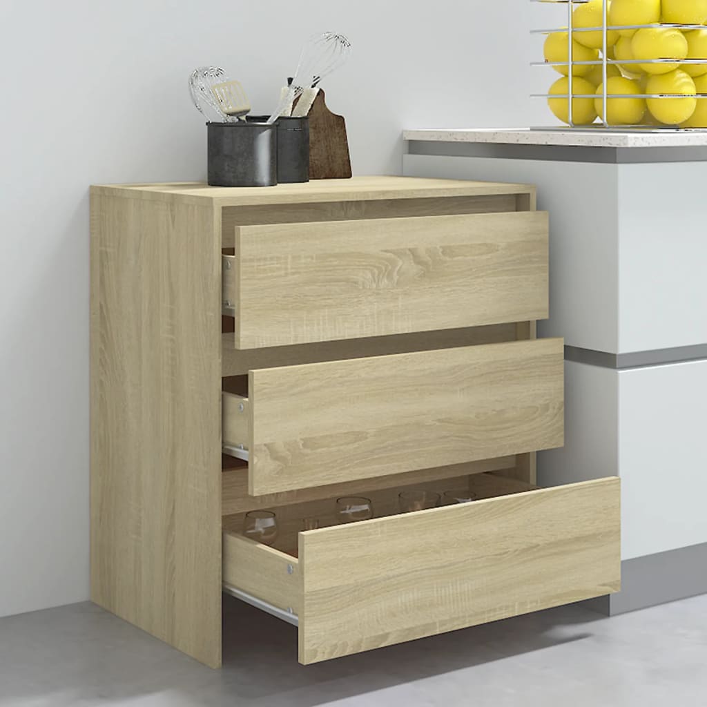 Dressoir 70x41x75 cm bewerkt hout sonoma eikenkleurig is nu te koop bij PeponiXL, paradijselijk wonen!