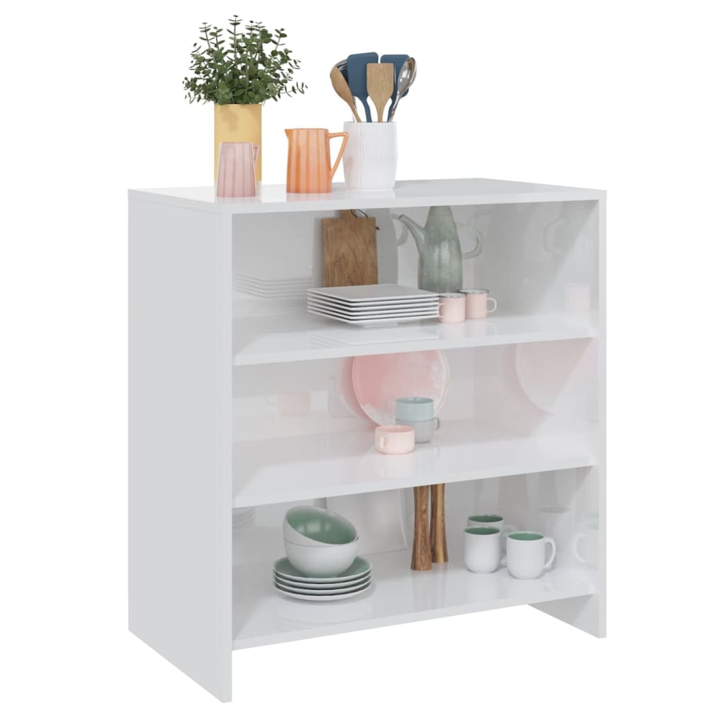 Dressoir 70x40,5x75 cm bewerkt hout hoogglans wit