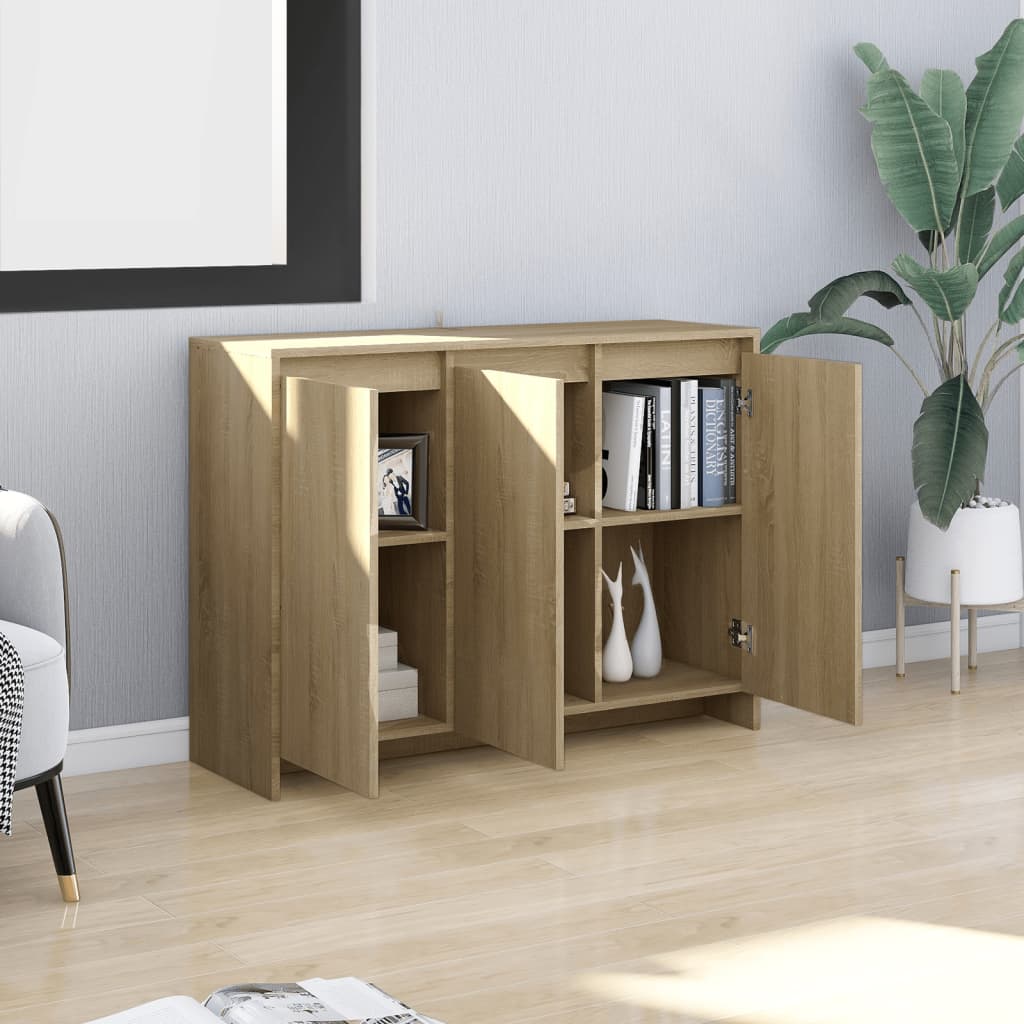 Dressoir 102x33x75 cm bewerkt hout sonoma eikenkleurig is nu te koop bij PeponiXL, paradijselijk wonen!