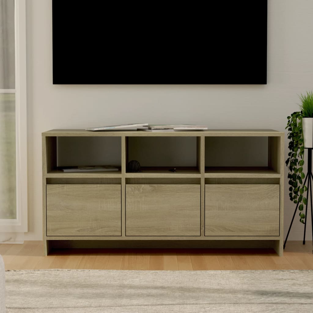 Tv-meubel 102x37,5x52,5 cm bewerkt hout sonoma eikenkleurig is nu te koop bij PeponiXL, paradijselijk wonen!