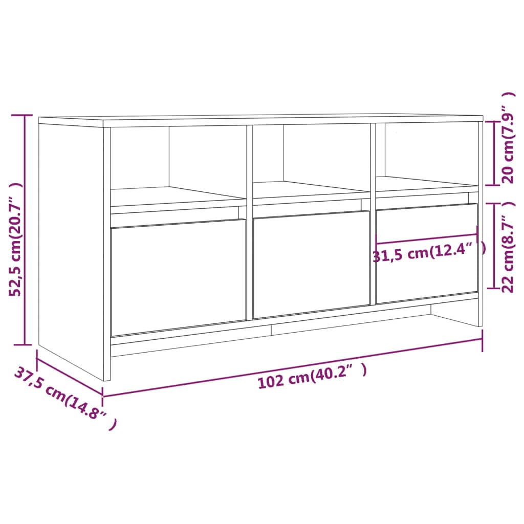 Tv-meubel 102x37,5x52,5 cm bewerkt hout betongrijs is nu te koop bij PeponiXL, paradijselijk wonen!