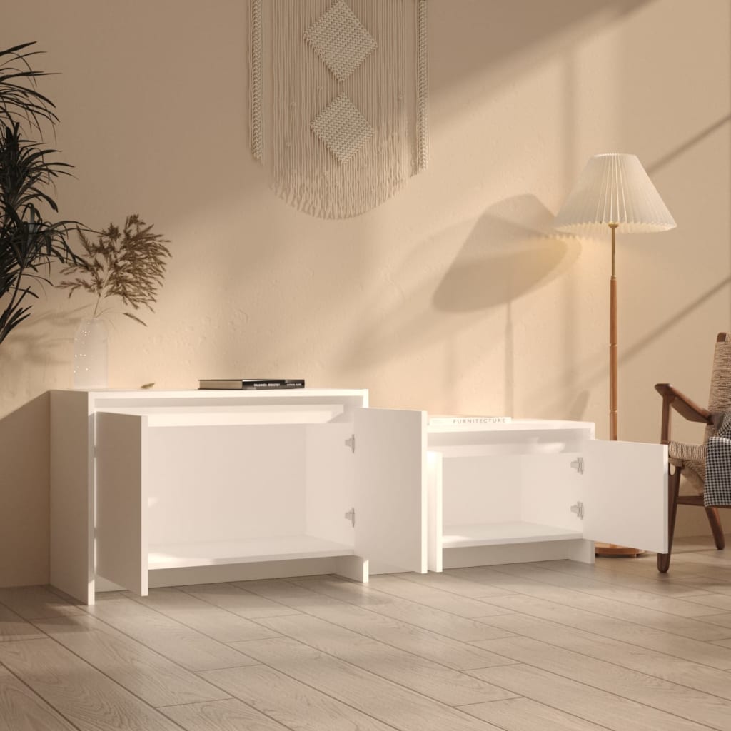 Tv-meubel 146,5x35x50 cm bewerkt hout wit is nu te koop bij PeponiXL, paradijselijk wonen!