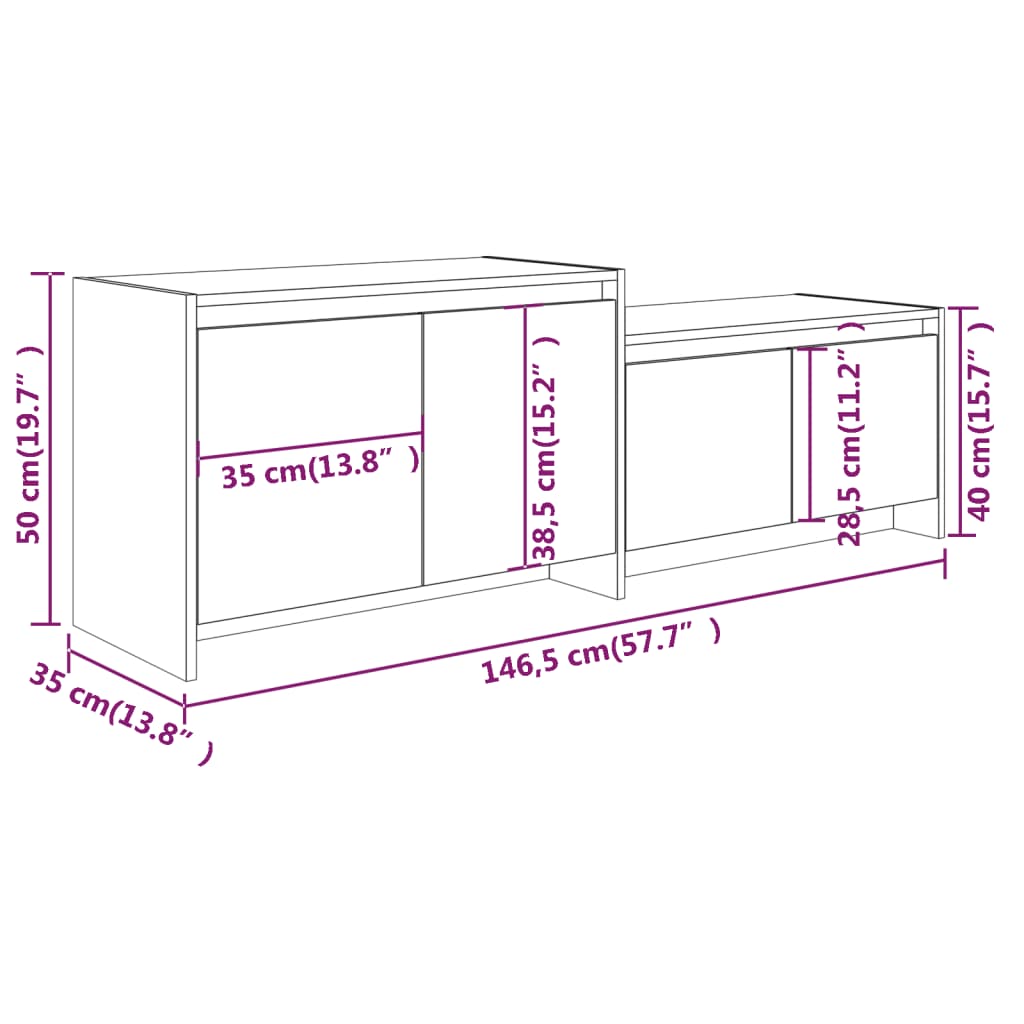 Tv-meubel 146,5x35x50 cm bewerkt hout wit is nu te koop bij PeponiXL, paradijselijk wonen!