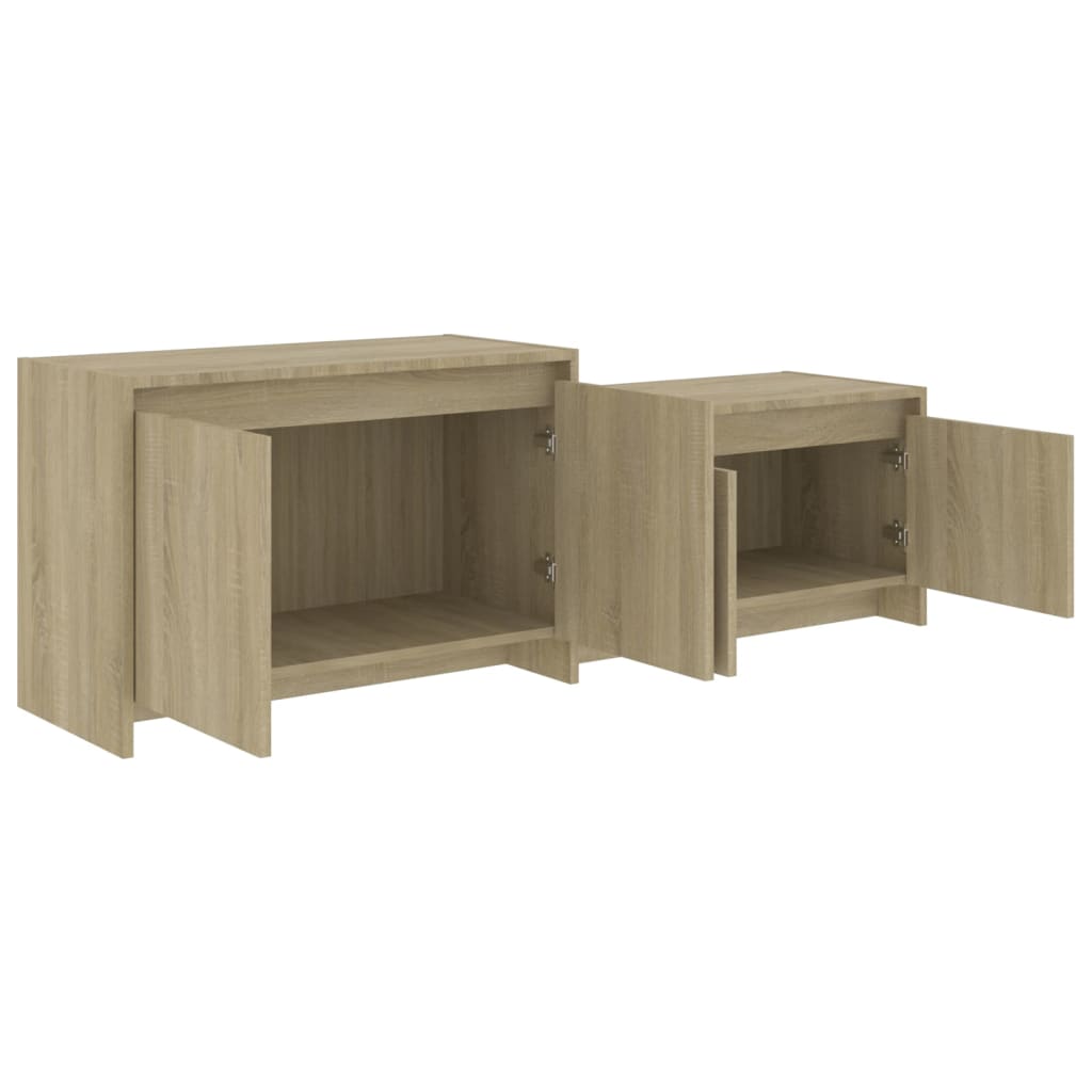 Tv-meubel 146,5x35x50 cm bewerkt hout sonoma eikenkleurig is nu te koop bij PeponiXL, paradijselijk wonen!