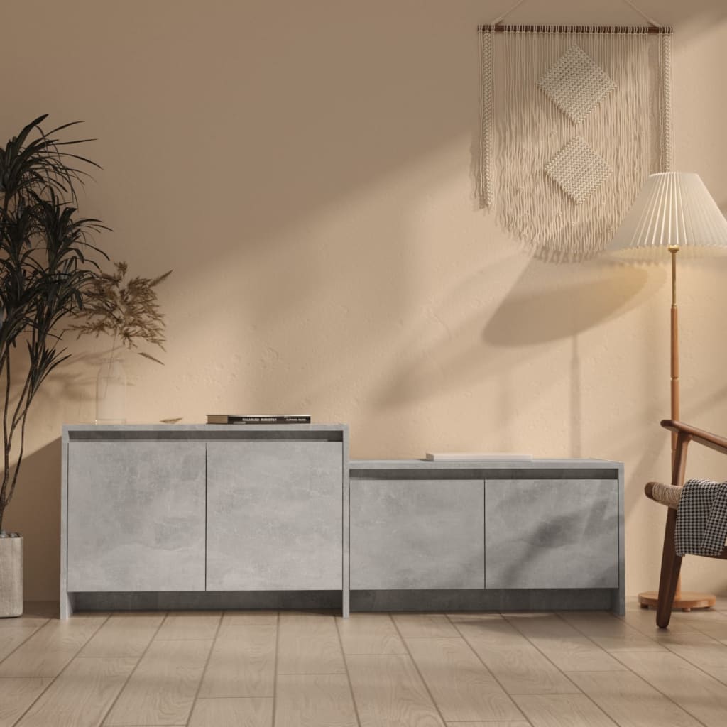 Tv-meubel 146,5x35x50 cm bewerkt hout betongrijs is nu te koop bij PeponiXL, paradijselijk wonen!