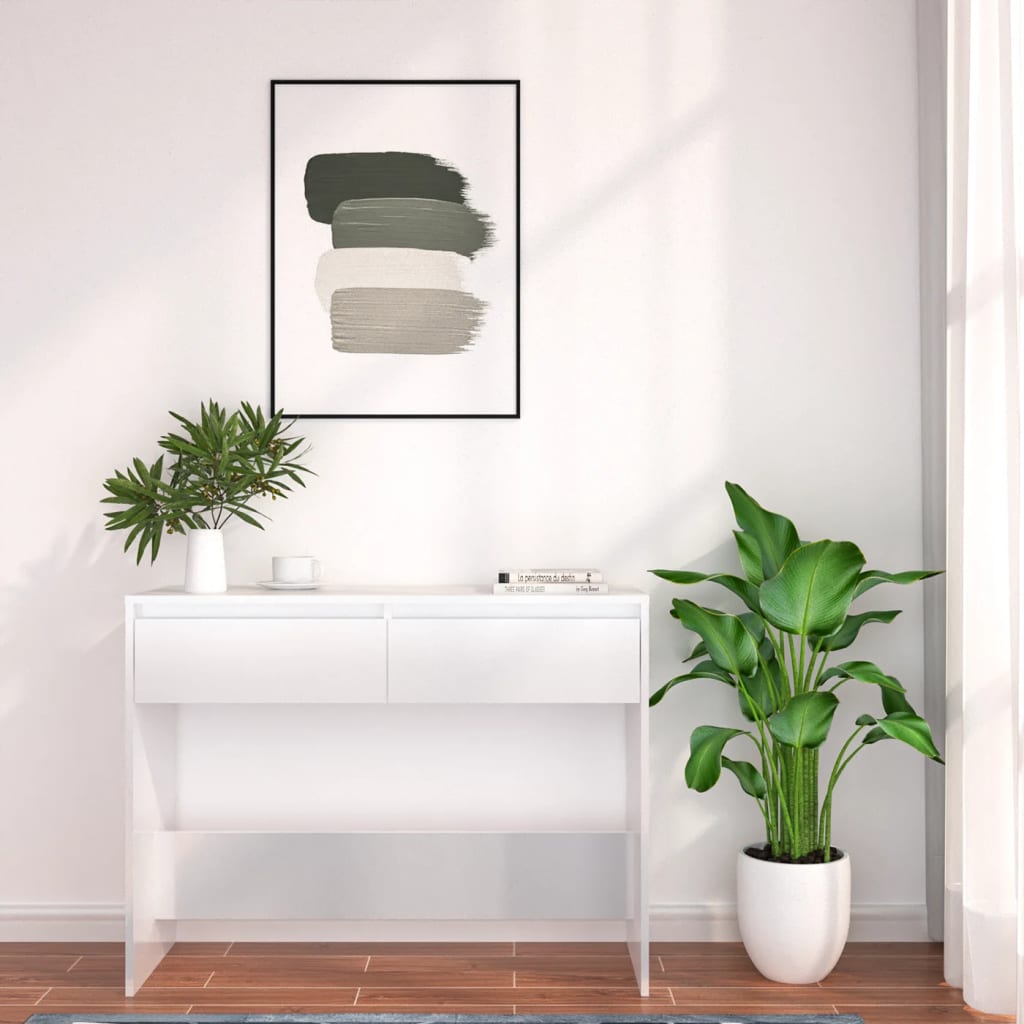 Wandtafel 100x35x76,5 bewerkt hout wit is nu te koop bij PeponiXL, paradijselijk wonen!