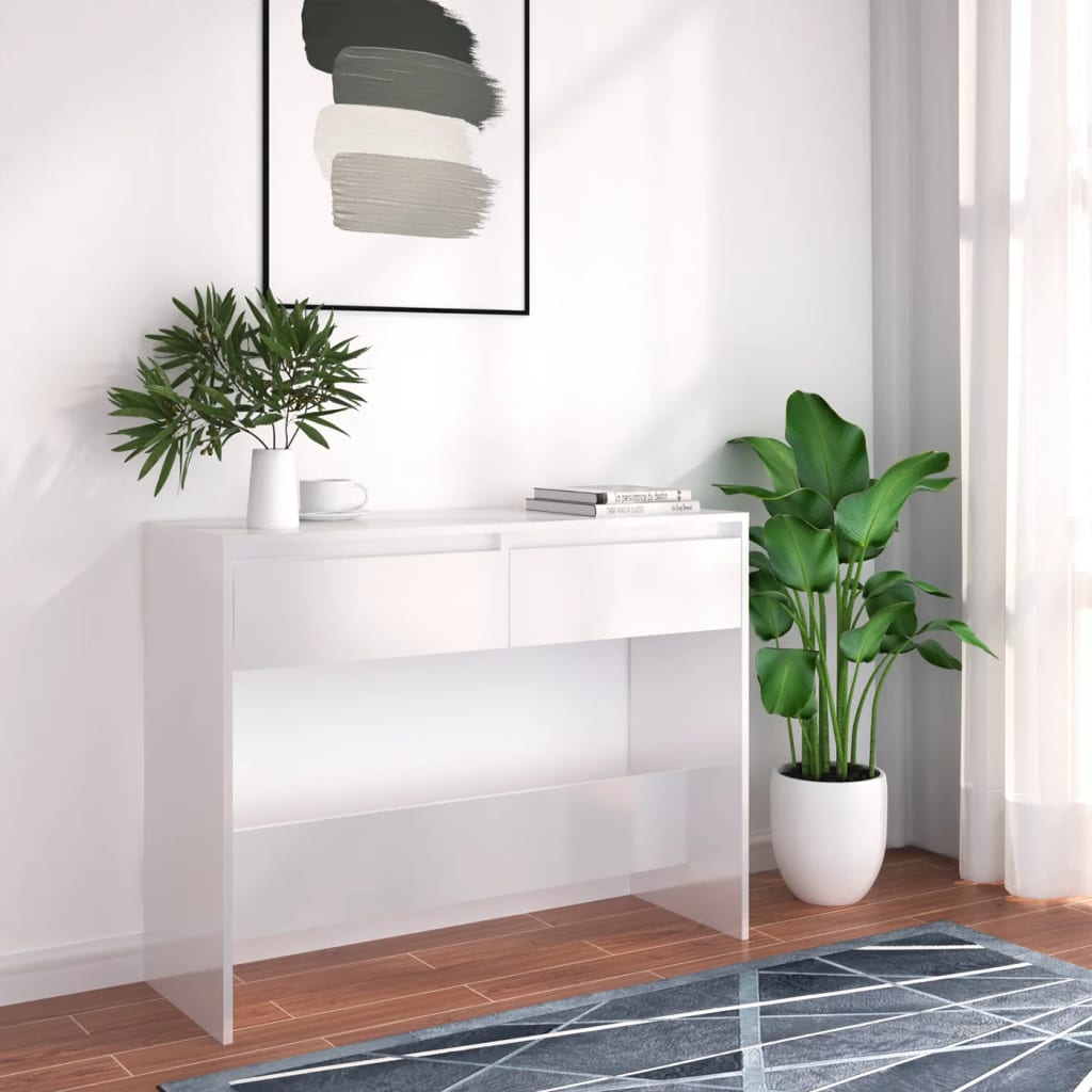 Wandtafel 100x35x76,5 bewerkt hout wit is nu te koop bij PeponiXL, paradijselijk wonen!