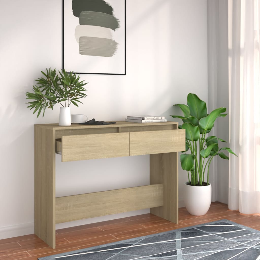 Wandtafel 100x35x76,5 cm bewerkt hout sonoma eikenkleurig is nu te koop bij PeponiXL, paradijselijk wonen!