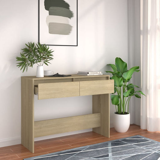 Wandtafel 100x35x76,5 cm bewerkt hout sonoma eikenkleurig is nu te koop bij PeponiXL, paradijselijk wonen!