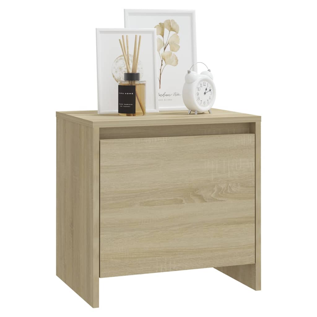 Nachtkastje 45x34x44,5 cm bewerkt hout sonoma eikenkleurig is nu te koop bij PeponiXL, paradijselijk wonen!