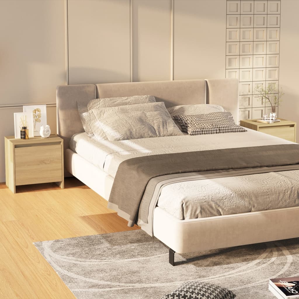 Nachtkastjes 2 st 45x34x44,5 cm bewerkt hout sonoma eikenkleur is nu te koop bij PeponiXL, paradijselijk wonen!