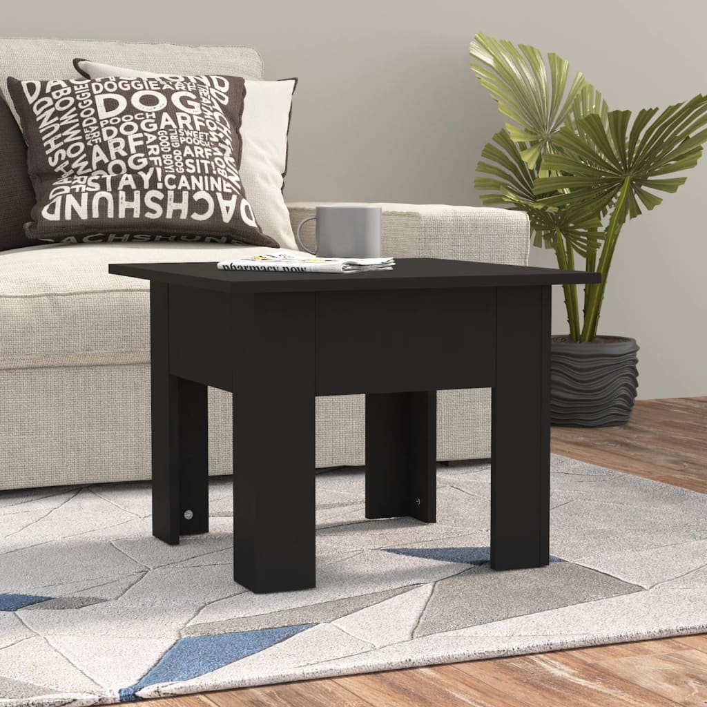 Salontafel 55x55x42 cm bewerkt hout zwart is nu te koop bij PeponiXL, paradijselijk wonen!