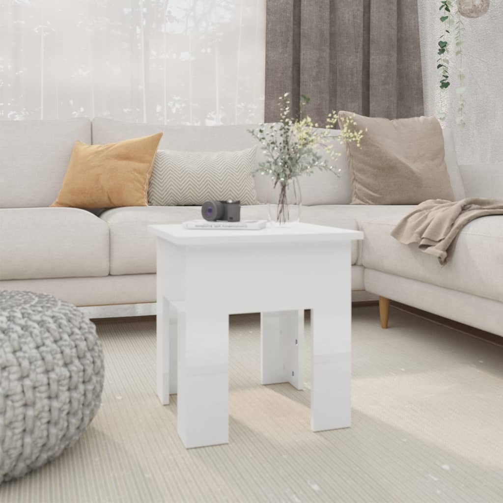Salontafel 40x40x42 cm bewerkt hout hoogglans wit is nu te koop bij PeponiXL, paradijselijk wonen!