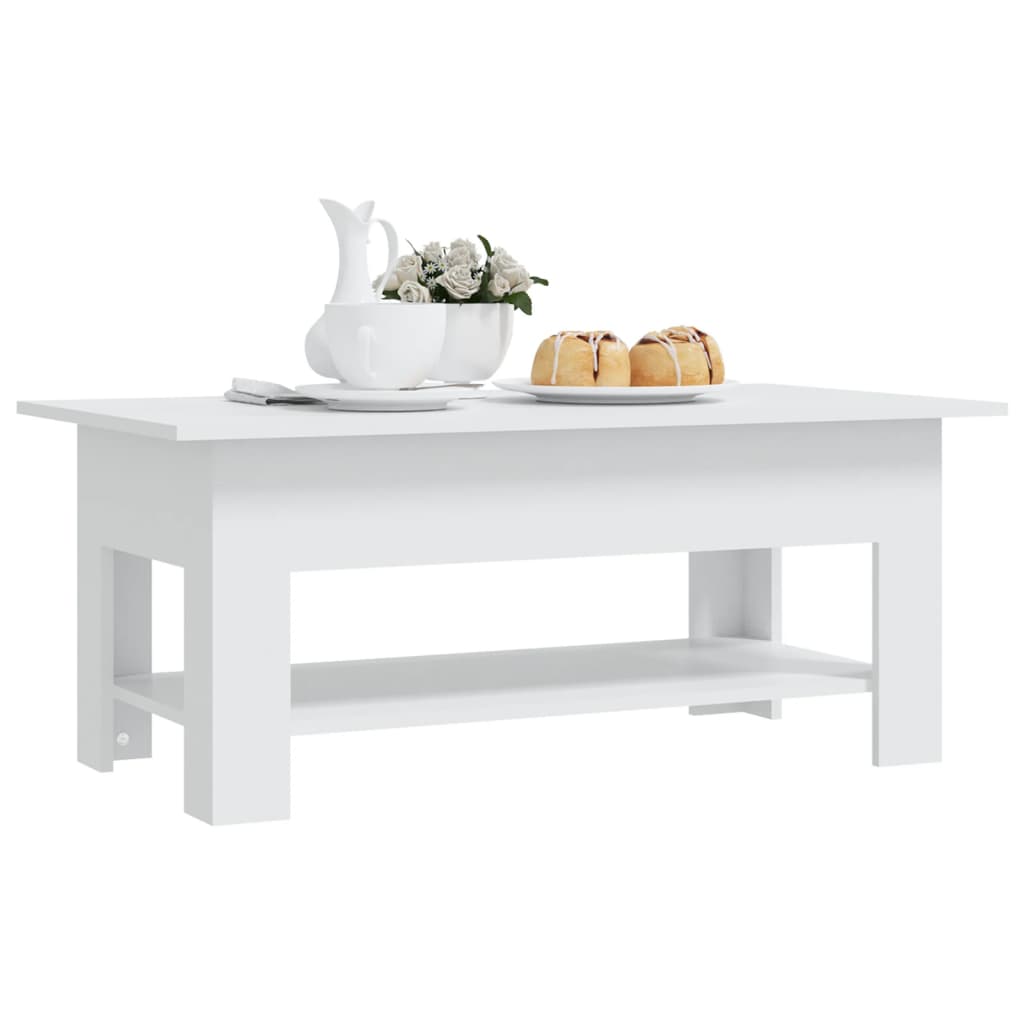 Salontafel 102x55x42 cm bewerkt hout wit is nu te koop bij PeponiXL, paradijselijk wonen!