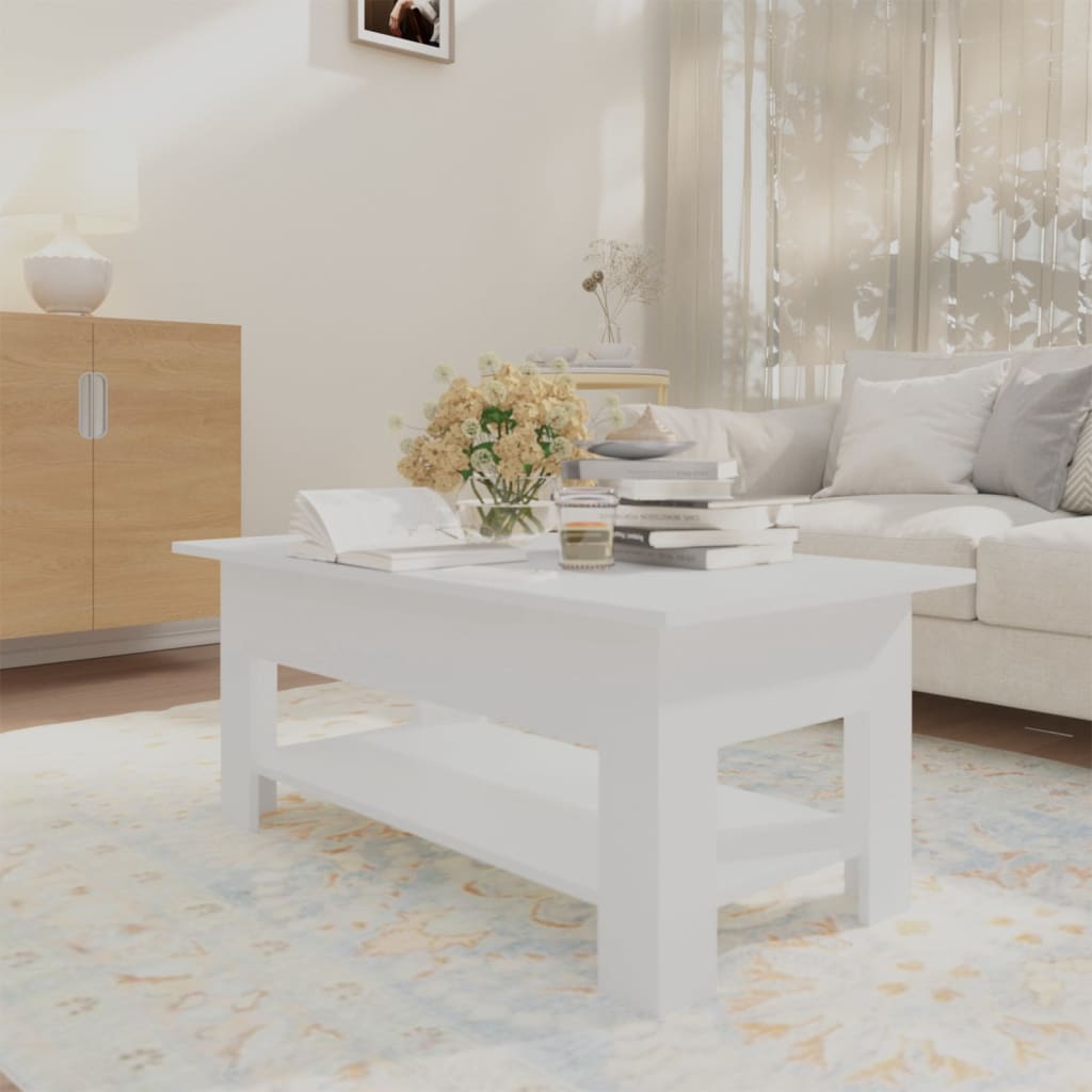 Salontafel 102x55x42 cm bewerkt hout wit is nu te koop bij PeponiXL, paradijselijk wonen!