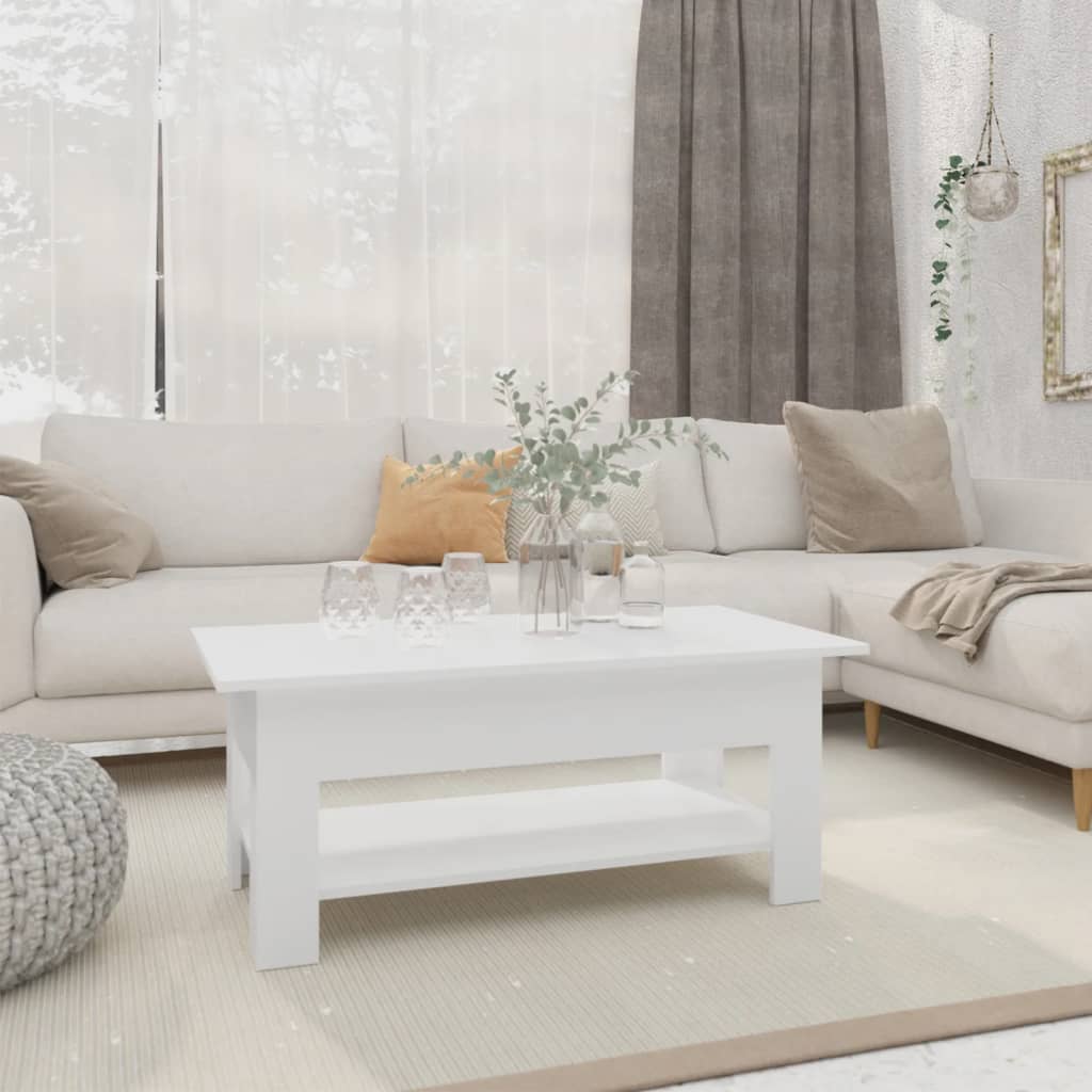 Salontafel 102x55x42 cm bewerkt hout wit is nu te koop bij PeponiXL, paradijselijk wonen!