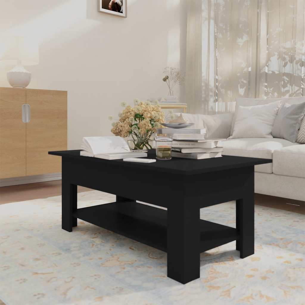 Salontafel 102x50x45 cm bewerkt hout zwart is nu te koop bij PeponiXL, paradijselijk wonen!