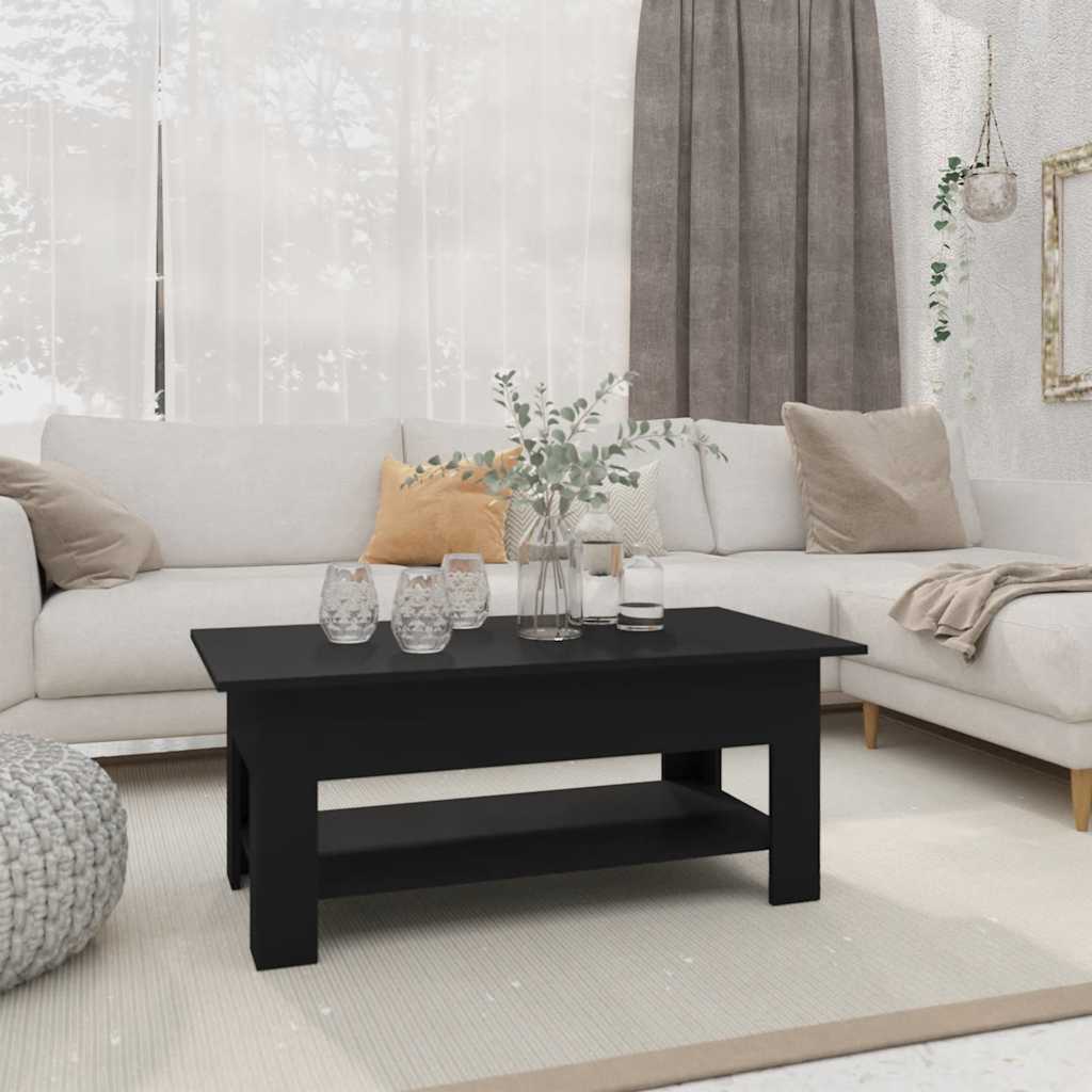 Salontafel 102x50x45 cm bewerkt hout zwart is nu te koop bij PeponiXL, paradijselijk wonen!