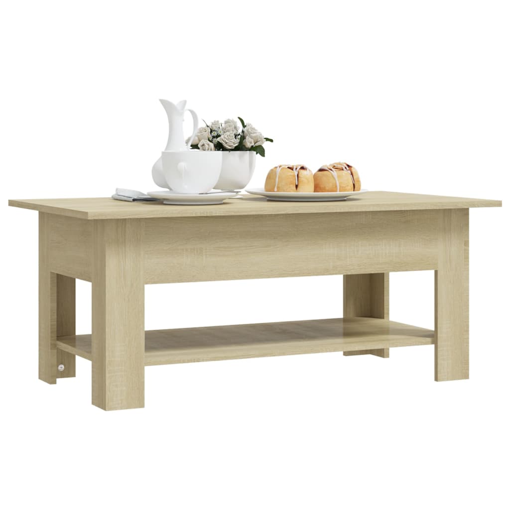 Salontafel 102x55x42 cm bewerkt hout sonoma eikenkleurig is nu te koop bij PeponiXL, paradijselijk wonen!