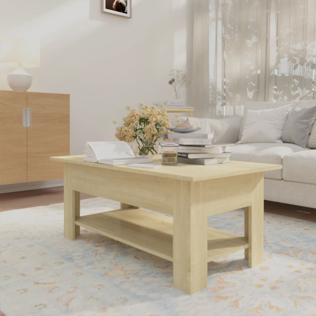 Salontafel 102x55x42 cm bewerkt hout sonoma eikenkleurig is nu te koop bij PeponiXL, paradijselijk wonen!