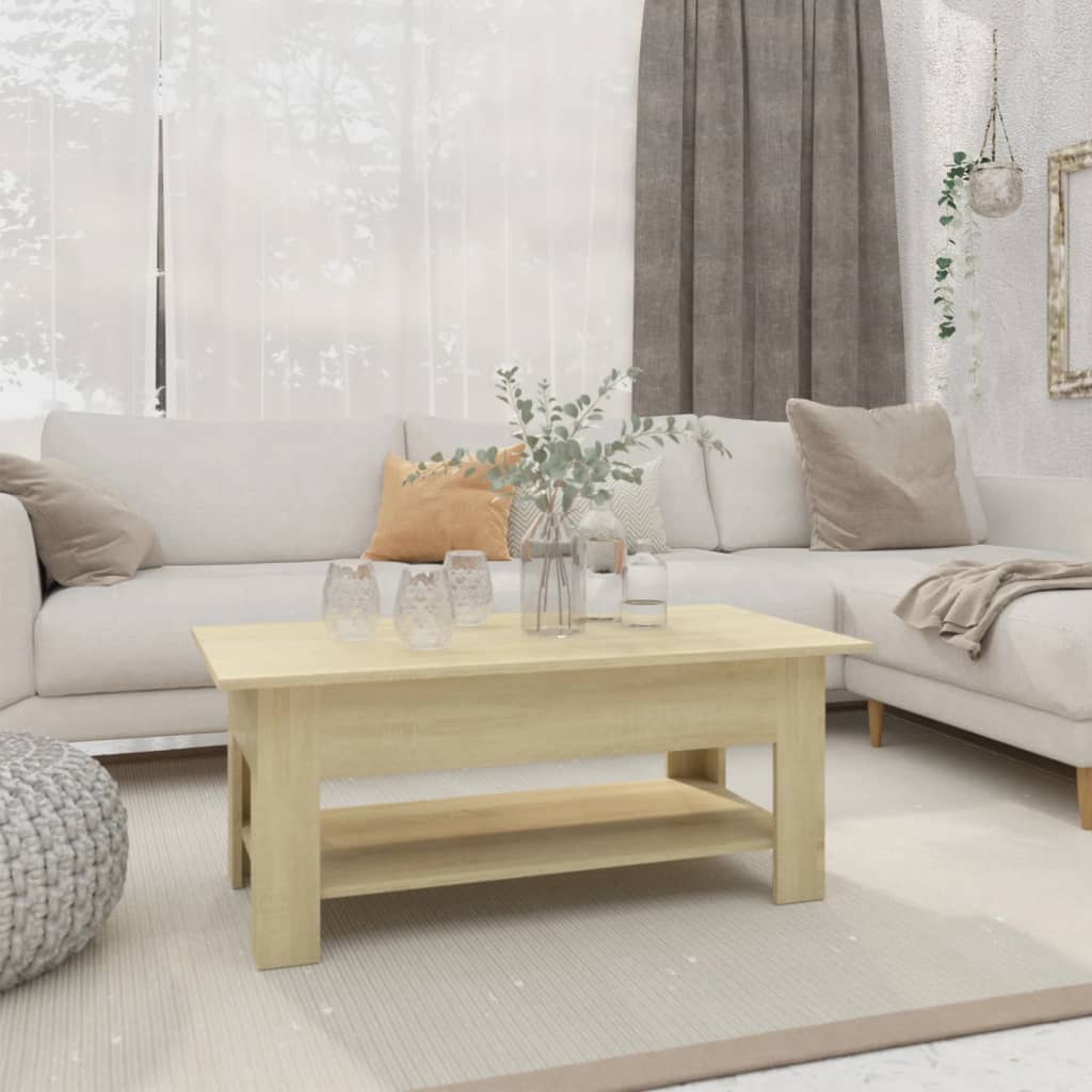 Salontafel 102x55x42 cm bewerkt hout sonoma eikenkleurig is nu te koop bij PeponiXL, paradijselijk wonen!