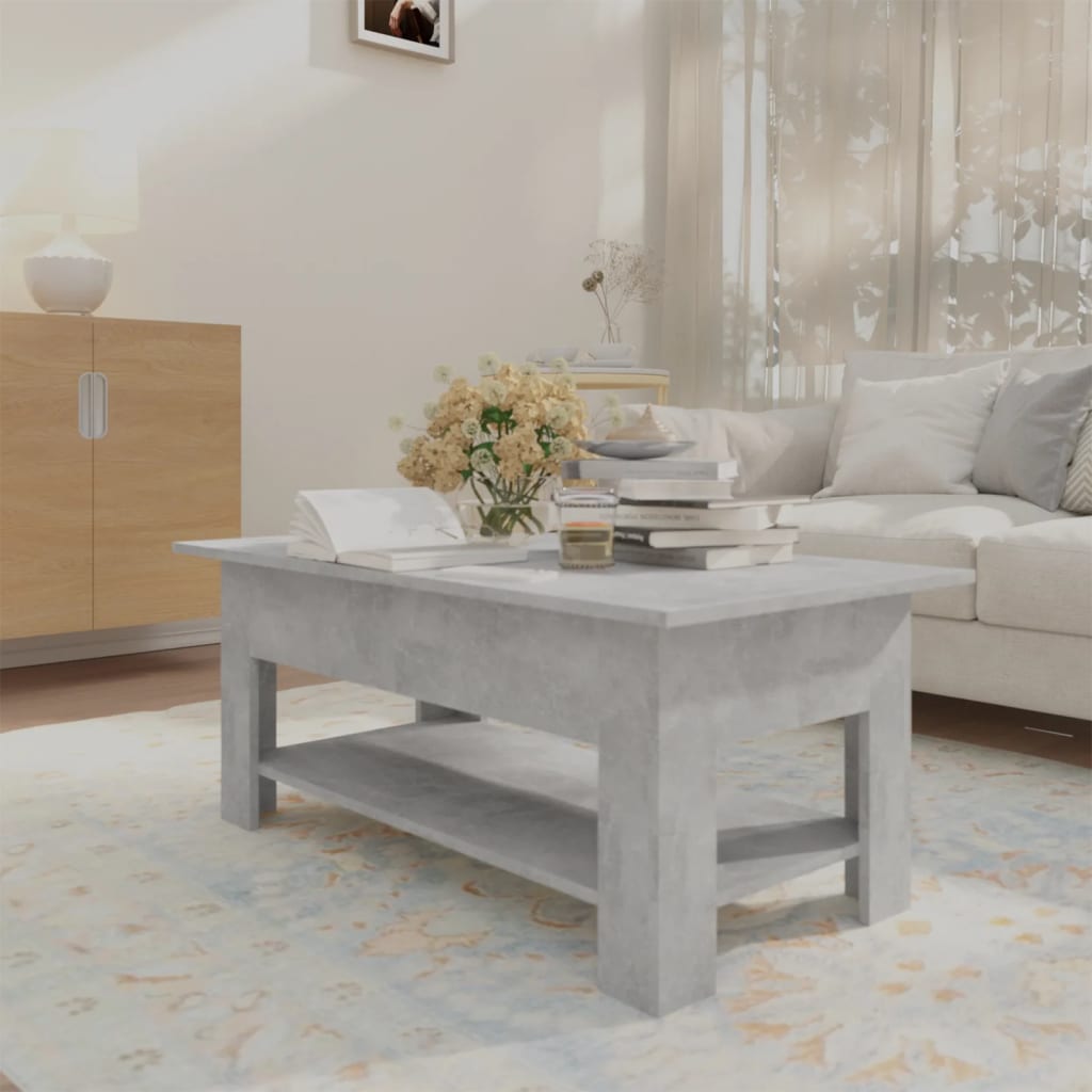 Salontafel 102x55x42 cm bewerkt hout betongrijs is nu te koop bij PeponiXL, paradijselijk wonen!