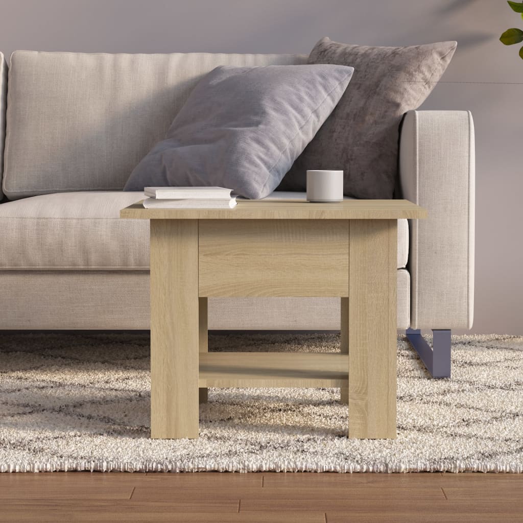 Salontafel 55x55x42 cm bewerkt hout sonoma eikenkleurig is nu te koop bij PeponiXL, paradijselijk wonen!