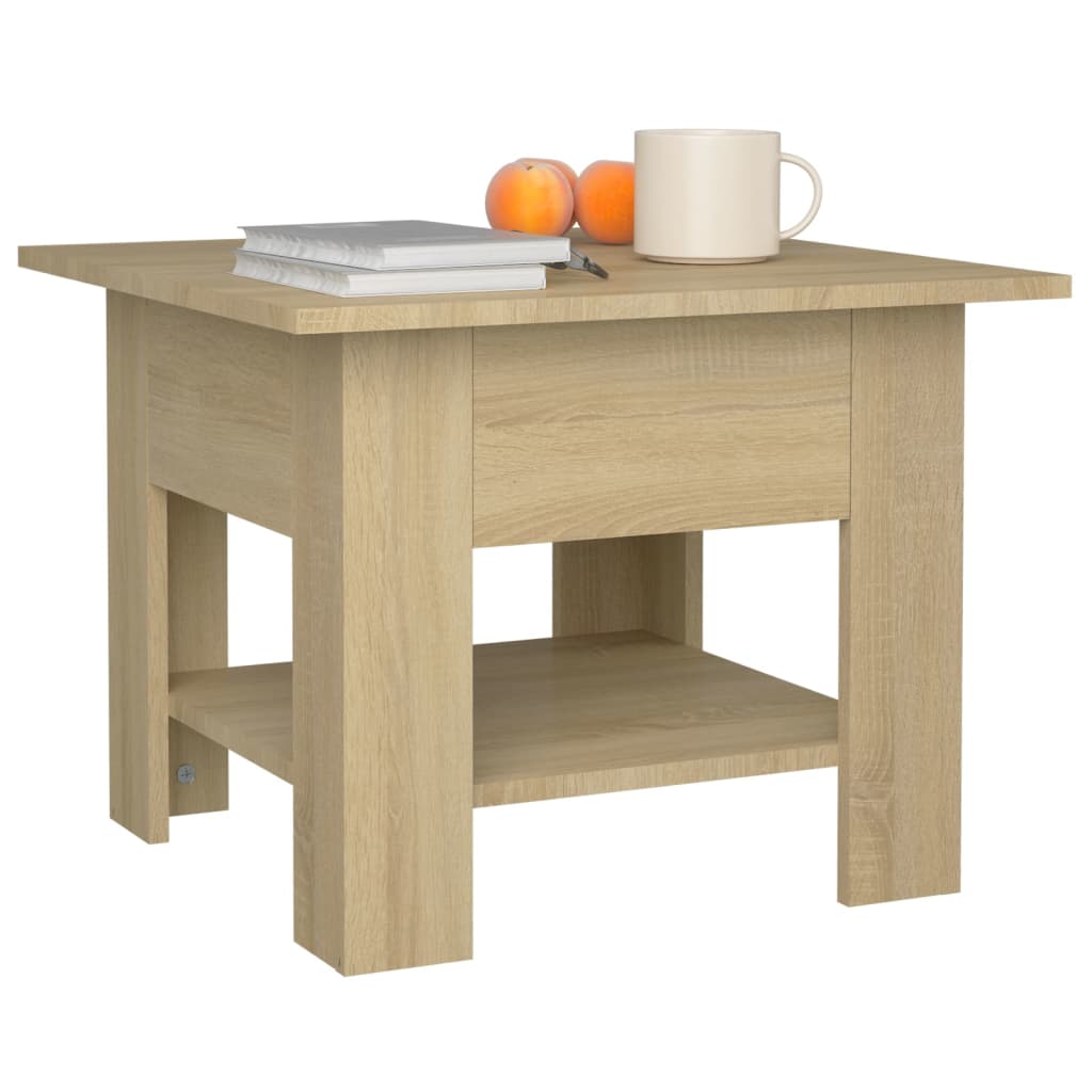 Salontafel 55x55x42 cm bewerkt hout sonoma eikenkleurig is nu te koop bij PeponiXL, paradijselijk wonen!