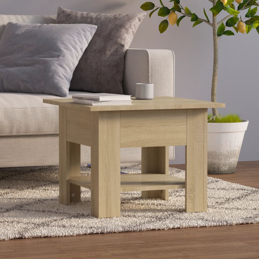 Salontafel 55x55x42 cm bewerkt hout sonoma eikenkleurig is nu te koop bij PeponiXL, paradijselijk wonen!