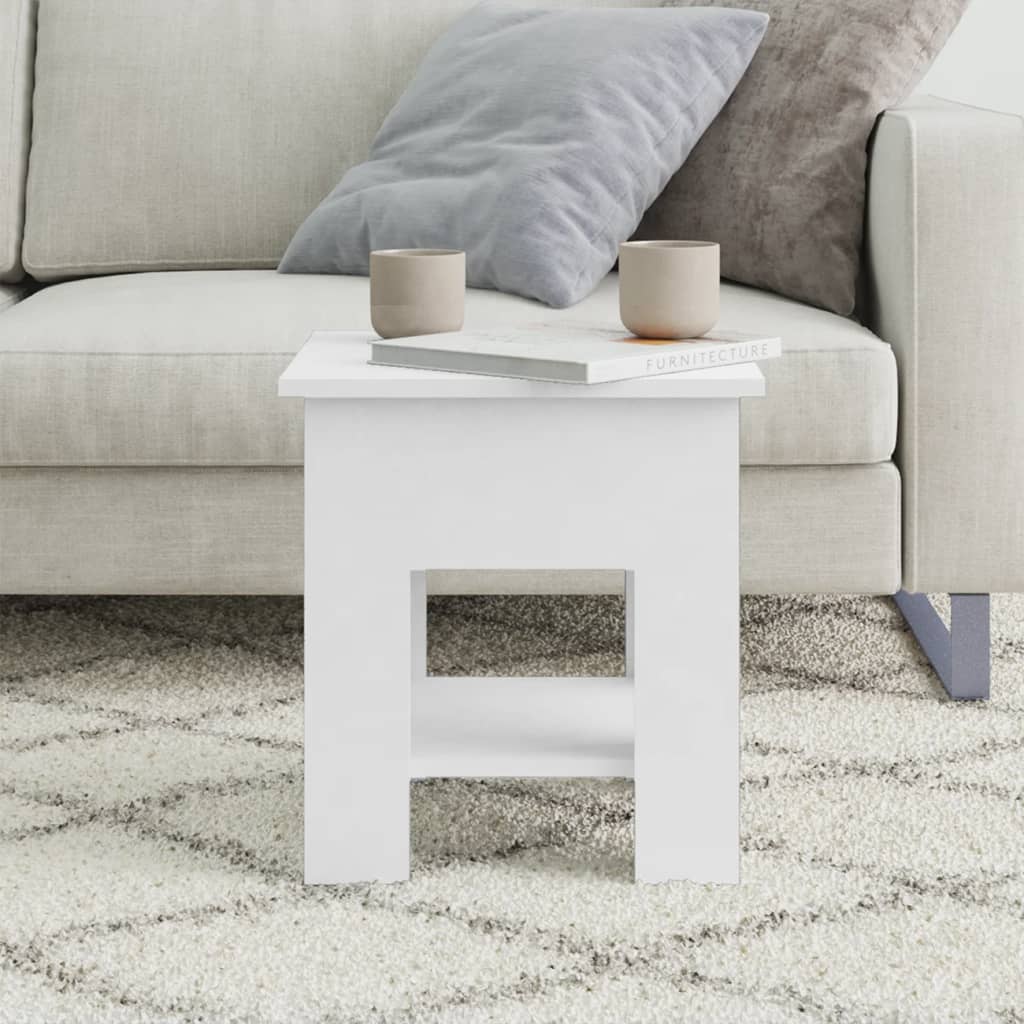 Salontafel 40x40x42 cm bewerkt hout wit is nu te koop bij PeponiXL, paradijselijk wonen!