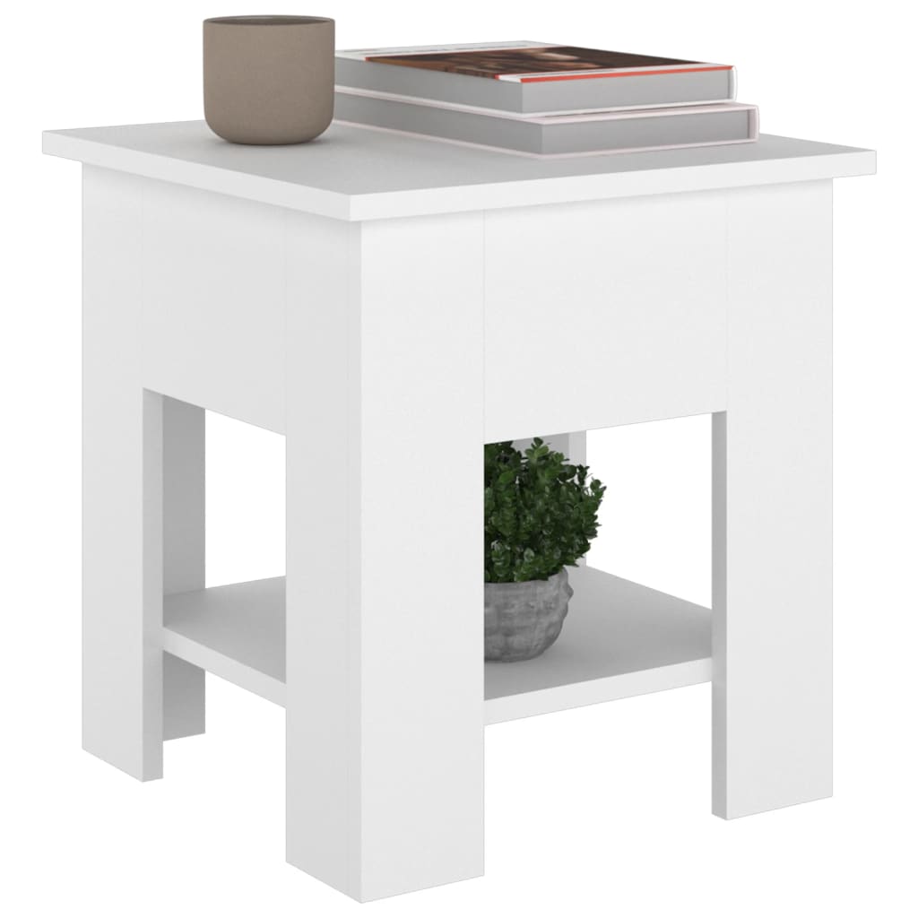 Salontafel 40x40x42 cm bewerkt hout wit is nu te koop bij PeponiXL, paradijselijk wonen!