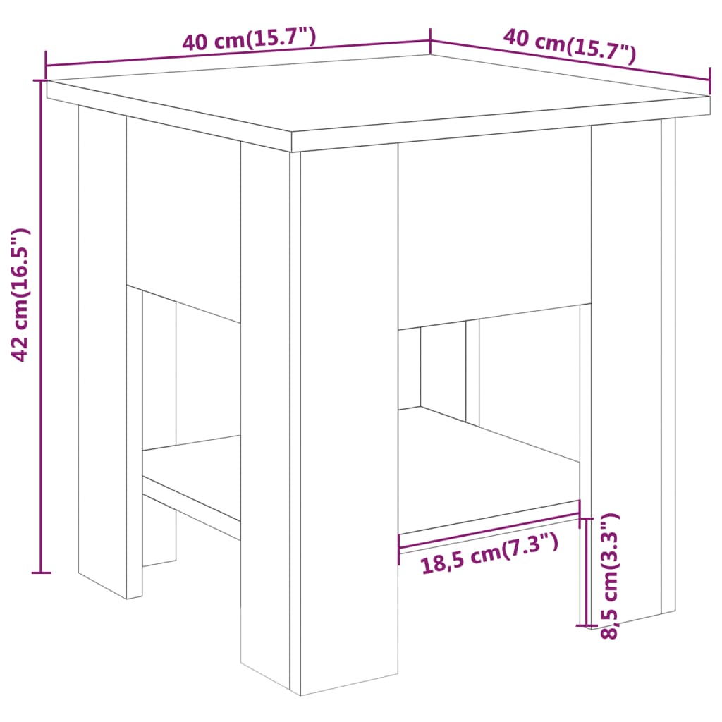Salontafel 40x40x42 cm bewerkt hout wit is nu te koop bij PeponiXL, paradijselijk wonen!