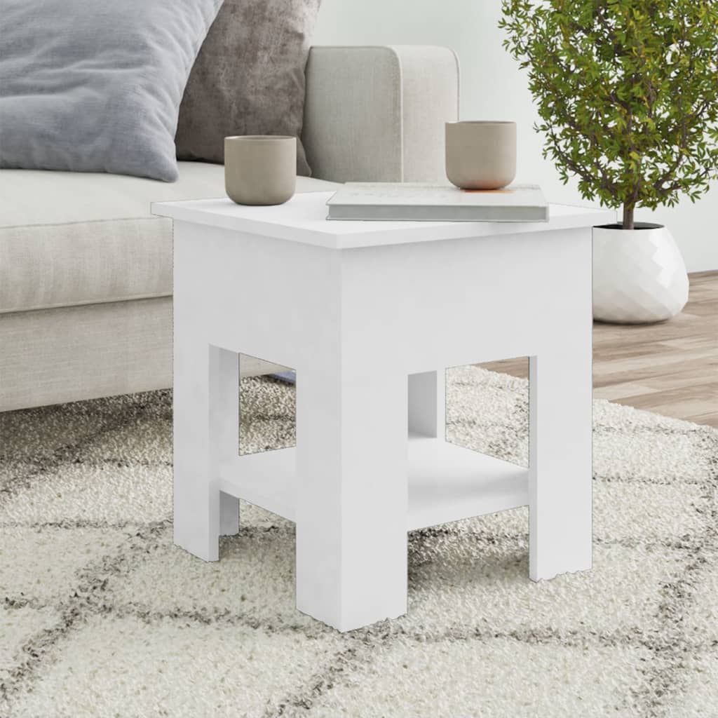 Salontafel 40x40x42 cm bewerkt hout wit is nu te koop bij PeponiXL, paradijselijk wonen!