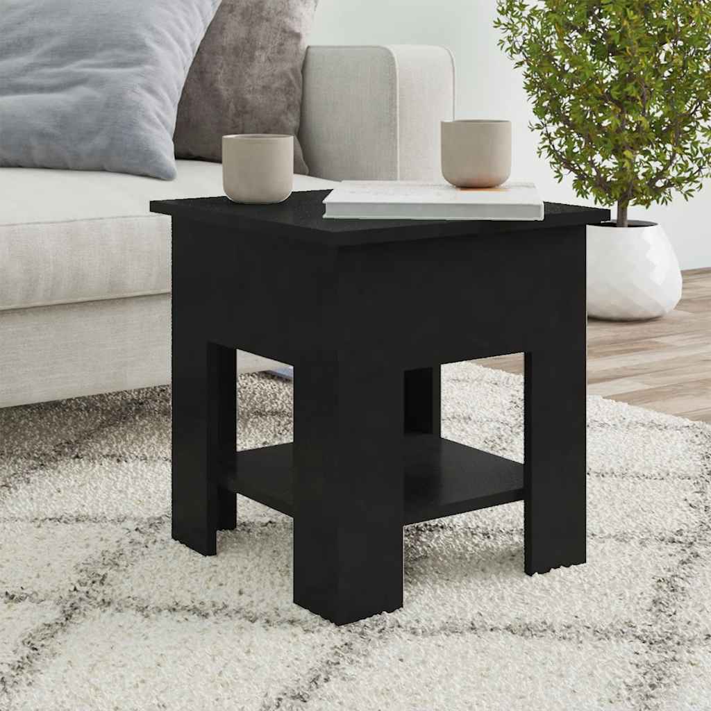 Salontafel 40x40x42 cm bewerkt hout zwart is nu te koop bij PeponiXL, paradijselijk wonen!