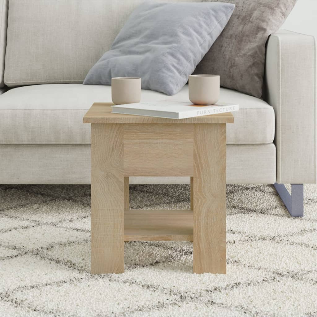 Salontafel 40x40x42 cm bewerkt hout sonoma eikenkleurig is nu te koop bij PeponiXL, paradijselijk wonen!