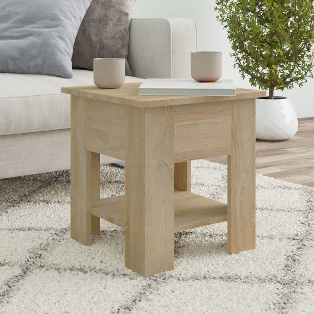 Salontafel 40x40x42 cm bewerkt hout sonoma eikenkleurig is nu te koop bij PeponiXL, paradijselijk wonen!