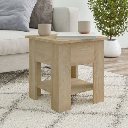 Salontafel 40x40x42 cm bewerkt hout sonoma eikenkleurig is nu te koop bij PeponiXL, paradijselijk wonen!