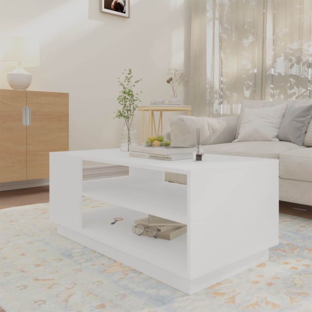 Salontafel 102x55x43 cm bewerkt hout wit is nu te koop bij PeponiXL, paradijselijk wonen!