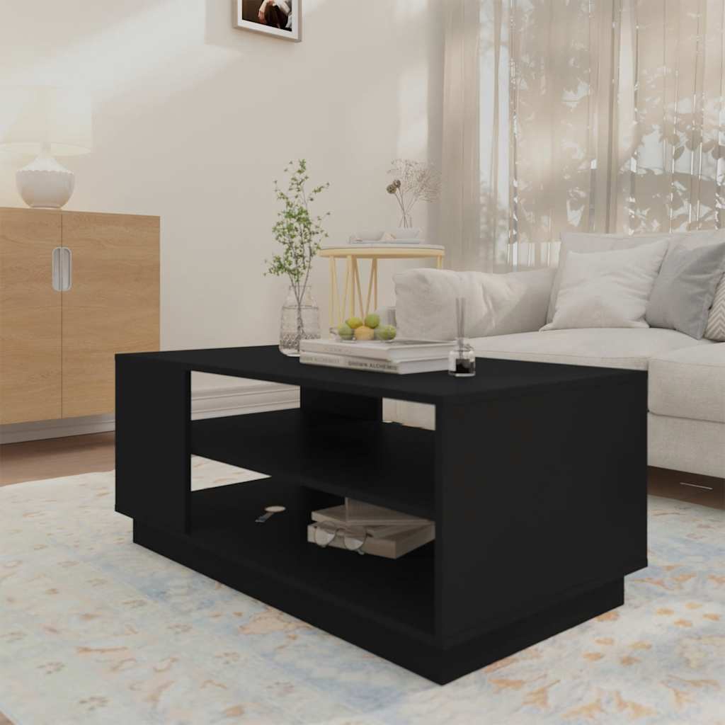 Salontafel 102x55x43 cm bewerkt hout zwart is nu te koop bij PeponiXL, paradijselijk wonen!