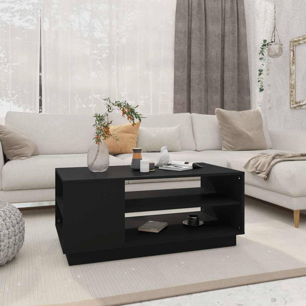Salontafel 102x55x43 cm bewerkt hout zwart is nu te koop bij PeponiXL, paradijselijk wonen!