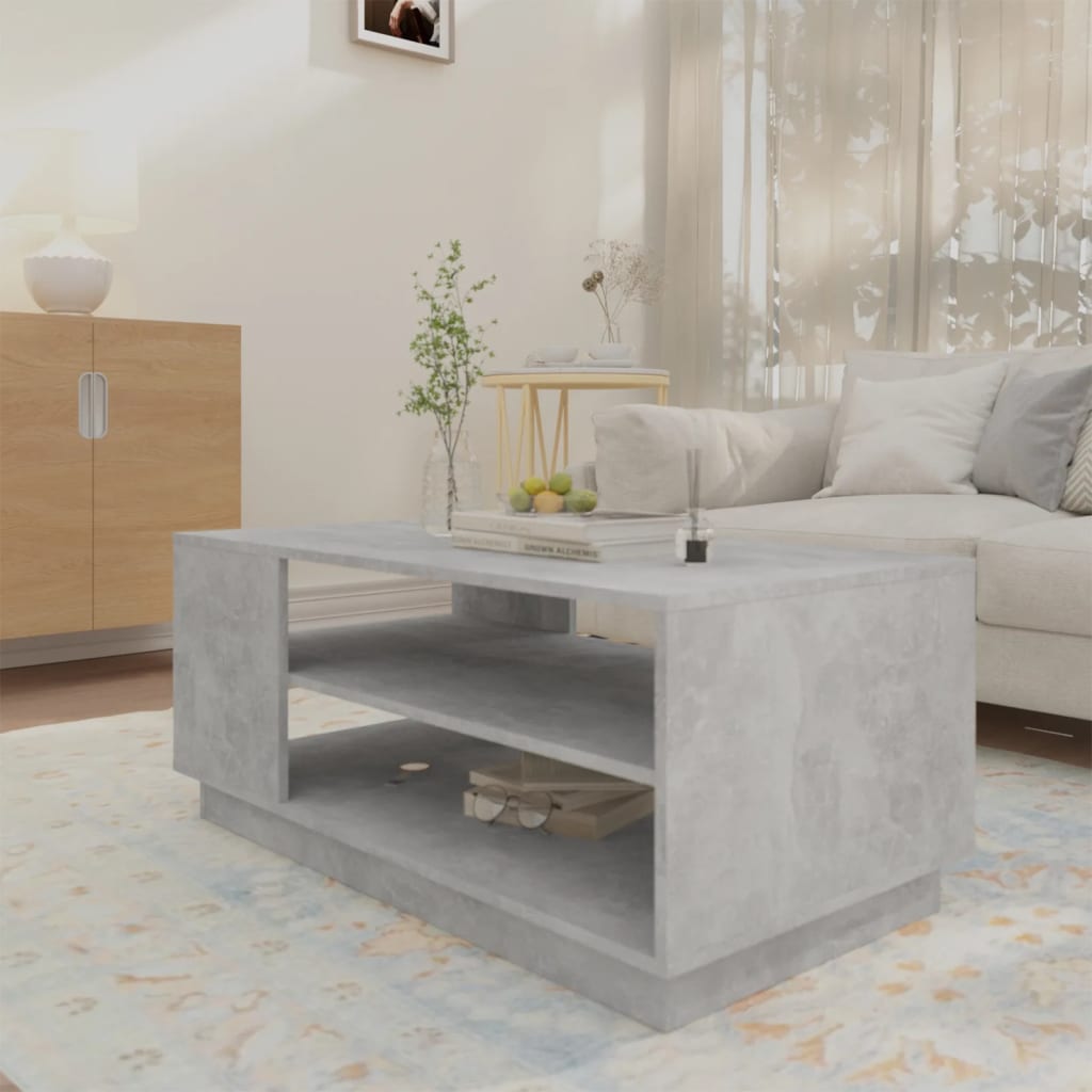 Salontafel 102x55x43 cm bewerkt hout betongrijs is nu te koop bij PeponiXL, paradijselijk wonen!