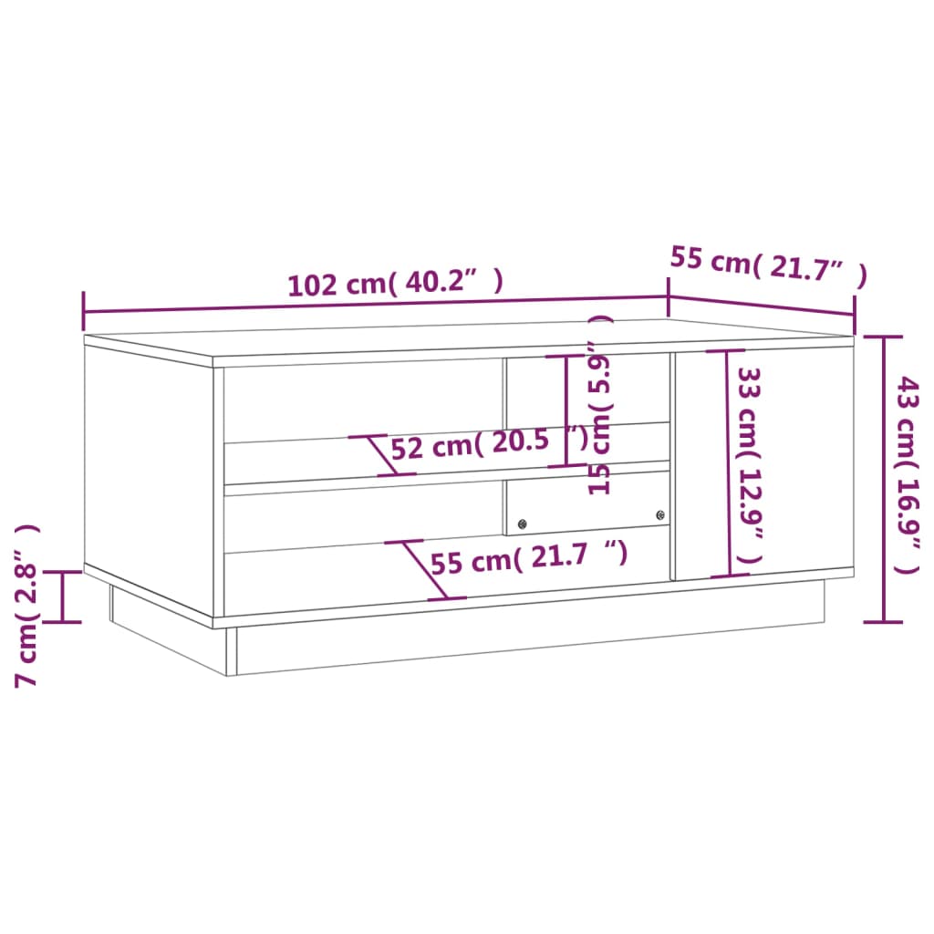 Salontafel 102x55x43 cm bewerkt hout betongrijs is nu te koop bij PeponiXL, paradijselijk wonen!
