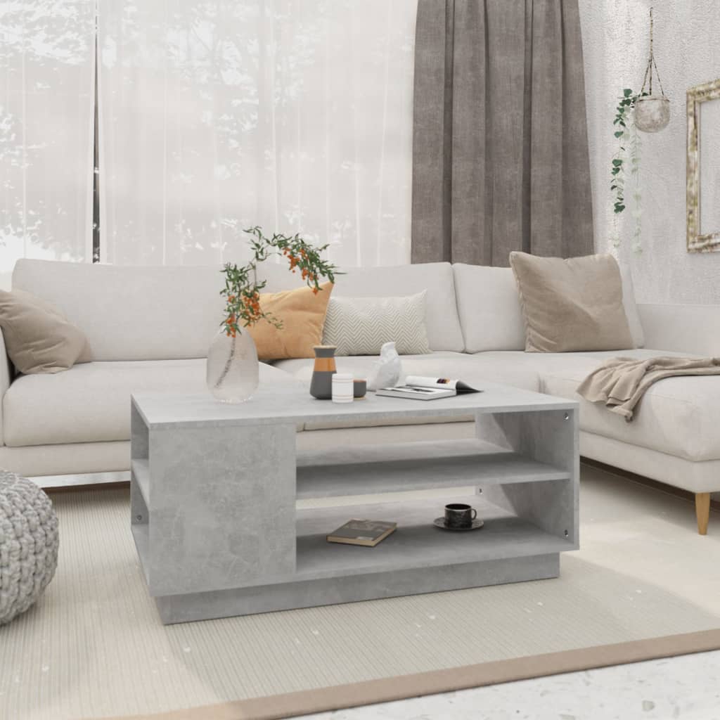 Salontafel 102x55x43 cm bewerkt hout betongrijs is nu te koop bij PeponiXL, paradijselijk wonen!