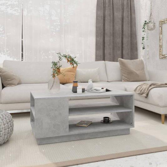 Salontafel 102x55x43 cm bewerkt hout betongrijs is nu te koop bij PeponiXL, paradijselijk wonen!