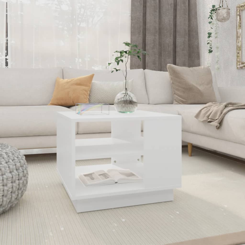 Salontafel 55x55x43 cm bewerkt hout wit is nu te koop bij PeponiXL, paradijselijk wonen!