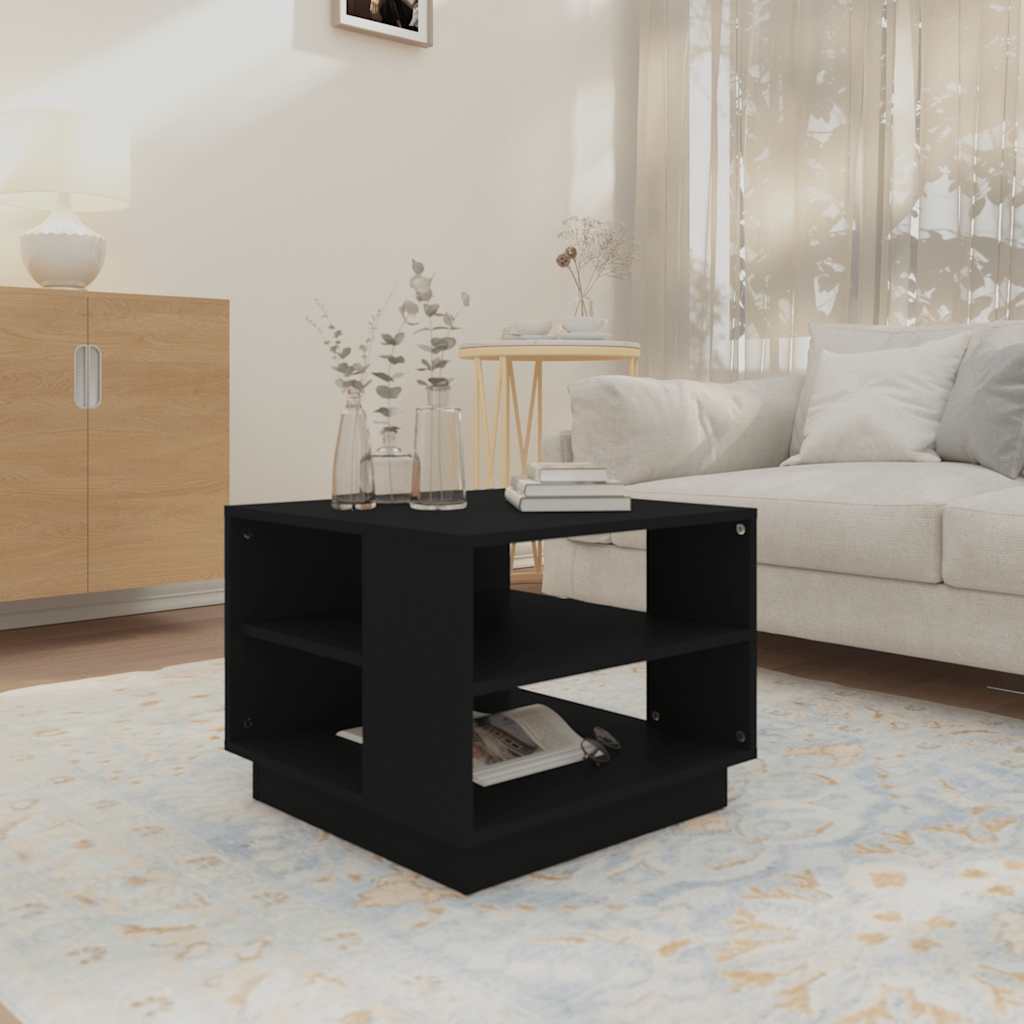 Salontafel 55x55x43 cm bewerkt hout zwart is nu te koop bij PeponiXL, paradijselijk wonen!