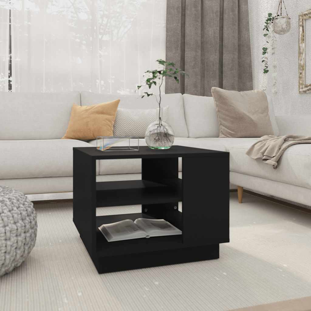 Salontafel 55x55x43 cm bewerkt hout zwart is nu te koop bij PeponiXL, paradijselijk wonen!