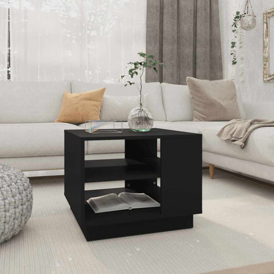 Salontafel 55x55x43 cm bewerkt hout zwart is nu te koop bij PeponiXL, paradijselijk wonen!