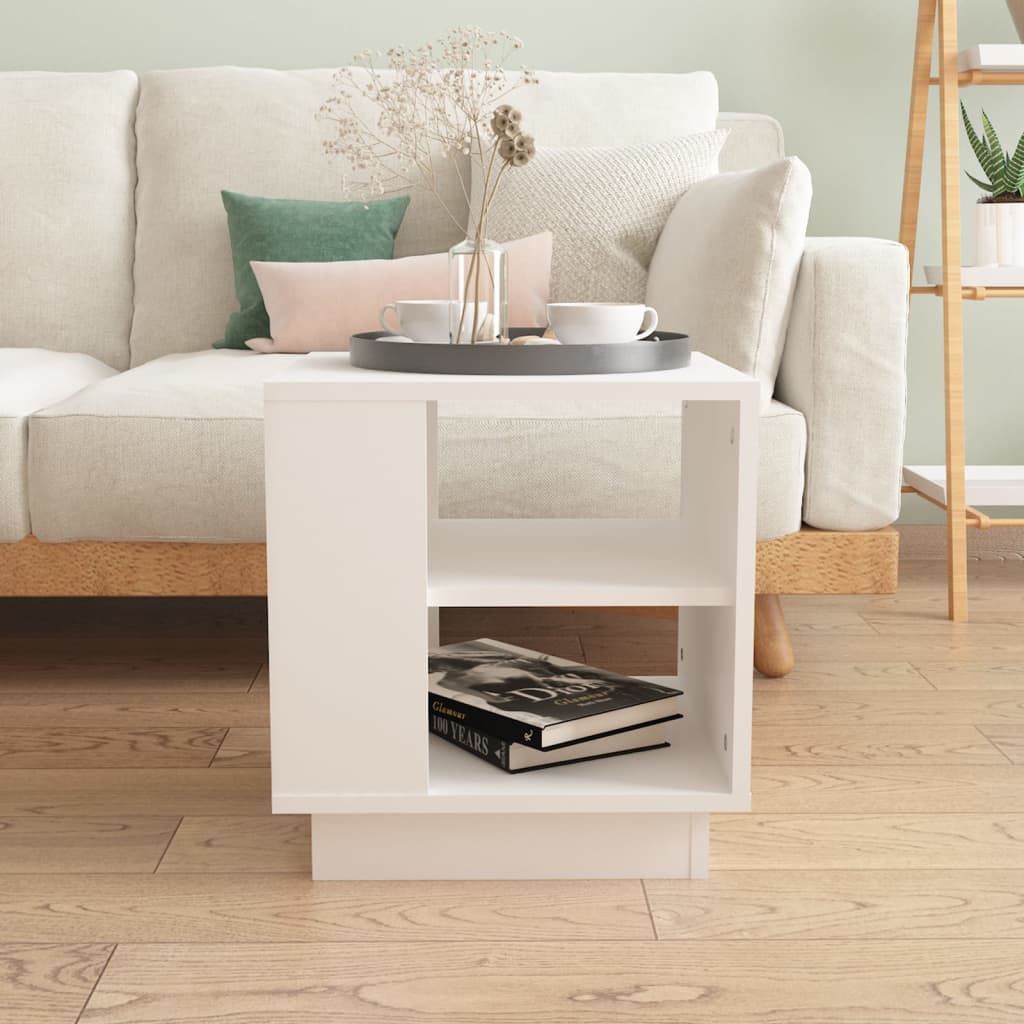 Salontafel 40x40x43 cm bewerkt hout wit is nu te koop bij PeponiXL, paradijselijk wonen!